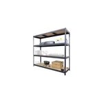 tagre de garage en mtal gris 4 plateaux en bois l. 200 x p. 50 x h. 180 cm