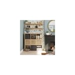 �tag�re modulable 9 cubes avec 3 portes en rotin goodhome mixxit effet bois