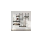 �tag�re murale modulable 10 tablettes et 6 �chelles effet noyer goodhome rigga h. 129 x l. 150 x p. 19 ...
