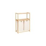 Etag�re de salle de bain bambou avec panier � linge double compartiments, five simply smart tidy box