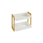 Etag�re de salle de bain bambou et plastique blanc, 2 niveaux, h. 35cm x p. 27cm five simply smart natur�o ...