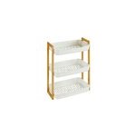 Etag�re de salle de bain rectangulaire bambou et plastique blanc, 3 niveaux, h. 45cm x p. 35cm five simply ...