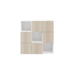 �tag�re semi ouverte 9 cases blanche avec 6 portes effet ch�ne goodhome atomia h. 112, 5 x l. 112, 5 ...