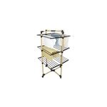 �tendoir � linge pliable 30 m d'�tendage sur 3 niveaux avec roulettes, acier noir et effet bois, kitchen ...