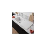vier en cramique 1 cuve  gauche  encastrer villeroy & boch subway style blanc mat