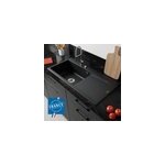 �vier en c�ramique 1 cuve � gauche � encastrer villeroy & boch subway style noir lisse