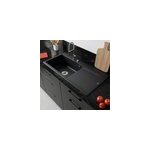 vier en cramique 1 cuve  gauche  encastrer villeroy & boch subway style noir lisse