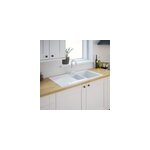 vier en cramique blanche 1, 5 bacs  encastrer burbank