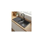 �vier en composite de quartz gris 1, 5 bacs � encastrer galvani