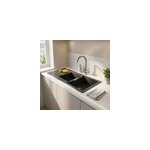 �vier en composite de quartz gris 2 bacs � encastrer galvani