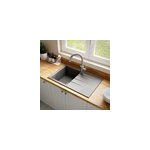 vier de cuisine en rsine gris 1 bac  encastrer et gouttoir goodhome keluak