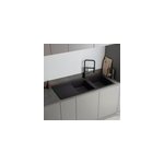 Evier � encastrer en composite quartz 2 bacs et �gouttoir l. 116 x l. 50 x h. 28, 2 cm goodhome alland ...