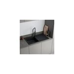 Evier  encastrer en composite quartz noir 1 bac et gouttoir l. 50 x h. 28, 2 x p. 17, 5 cm goodhome ...