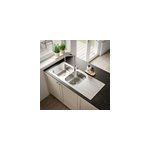 Evier  encastrer en inox microstructur 2 bacs et gouttoir l. 50 x h. 19 x p. 19 cm goodhome lucerne ...