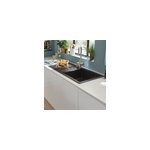 vier en granit noir 1 bac + gouttoir cooke & lewis galvani