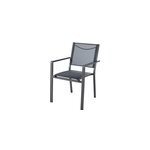 Fauteuil de jardin goodhome batz en aluminium et polyester - coloris noir �b�ne - hauteur 86 cm