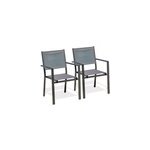 Fauteuil de jardin tolede aluminium et toile plastifie gris anthracite h. 87 cm dcb garden (lot de 2) ...