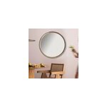 Grand miroir rond effet ch�ne �80cm ariane