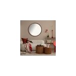 Grand miroir rond effet noyer �80cm ariane