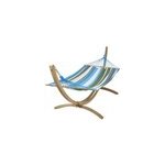 Hamac sur pied jobek eskapade vert bleu blanc + support bois Hamac sur pied jobek eskapade vert bleu blanc + support bois