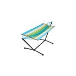 Hamac sur pied metalik kolor vert bleu écru 300 x 100 x 95 cm jobek + support acier Hamac sur pied metalik kolor vert bleu écru 300 x 100 x 95 cm jobek + support acier