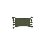 Housse de coussin  pompons en coton vert kaki l. 50 x l. 30cm deko & co