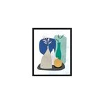 Image encadr�e les vases bleu, vert, gris l. 50 x l. 40 cm