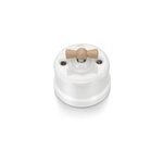 Interrupteur va - et - vient fontini garby porcelaine blanche, manette h�tre naturel