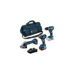 Kit bosch professional 3 outils perceuse, meuleuse, boulonneuse 18v avec 2 batteries 5 ah + chargeur ... Kit bosch professional 3 outils perceuse, meuleuse, boulonneuse 18v avec 2 batteries 5 ah + chargeur ...