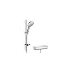 Kit de douche thermostatique avec douchette 3 jets + flexible + barre r�glable, chrome, hansgrohe raindance ...