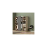 Kit dressing 2 colonnes r�versibles avec rideau l. 200 x h. 200, 4 x p. 48, 25 cm, effet ch�ne, dalvine ...