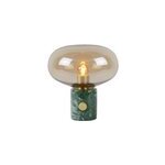 Lampe  poser charlize pied en marbre vert, abat - jour en verre ip20 e27 40w 23 x h. 24cm lucide
