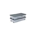Lot de 2 botes de dessous de lit ventili grises