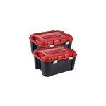 Lot de 2 coffres de rangement en plastique noir et rouge curver totem 140 l Lot de 2 coffres de rangement en plastique noir et rouge curver totem 140 l
