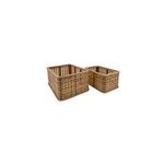 Lot de 2 paniers en rotin ajour rectangulaire ornami couleur marron