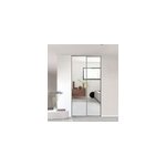 Lot de 2 portes miroir de placard coulissantes h. 250 cm cadre acier gris Lot de 2 portes miroir de placard coulissantes h. 250 cm cadre acier gris