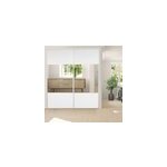 Porte de placard coulissante vendue par 2 avec miroir optimum blanc vein� h. 250 x l. 180 cm