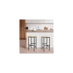 Lot de 2 tabourets bois hva et mtal noir carrat l. 30 x h. 75 x p. 35 cm