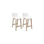 Lot de 2 tabourets en plastique blanc et pieds en bois homesight tanna 75 cm Lot de 2 tabourets en plastique blanc et pieds en bois homesight tanna 75 cm