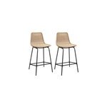 Lot de 2 tabourets en style rotin beige et pieds en mtal homesight bali