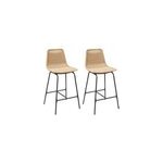 Tabouret en style rotin beige et pied en m�tal homesight kuta vendu par 2