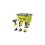 Lot de 3 outils �lectroportatifs sans fil ryobi rck183k - 2c42t 1x4ah + 1x2ah