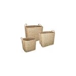 Lot de 3 paniers de rangement en fibres naturelles avec poignées Lot de 3 paniers de rangement en fibres naturelles avec poignées