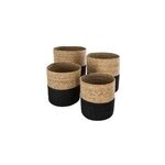 Lot de 4 paniers de rangement ronds et opaques, osier et noir Lot de 4 paniers de rangement ronds et opaques, osier et noir
