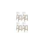 Lot de 4 tabourets en plastique blanc et pieds en bois homesight tanna 75 cm