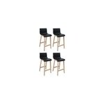 Tabouret en plastique noir et pieds en bois homesight tanna 75 cm vendu par 4 pi�ces