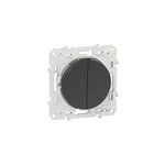 Interrupteur double poussoir connexion rapide à vis schneider electric odace anthracite Interrupteur double poussoir connexion rapide à vis schneider electric odace anthracite