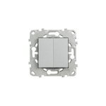 Interrupteur double poussoir 10a schneider electric unica déco aluminium Interrupteur double poussoir 10a schneider electric unica déco aluminium