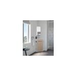 Meuble d angle tout en un compact h. 84 x l. 46 cm, blanc mat, porte dcor bois, nova