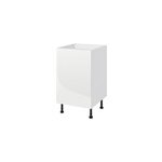 Meuble bas de cuisine avec 1 porte goodhome stevia blanc brillant l. 50 x h. 72 cm